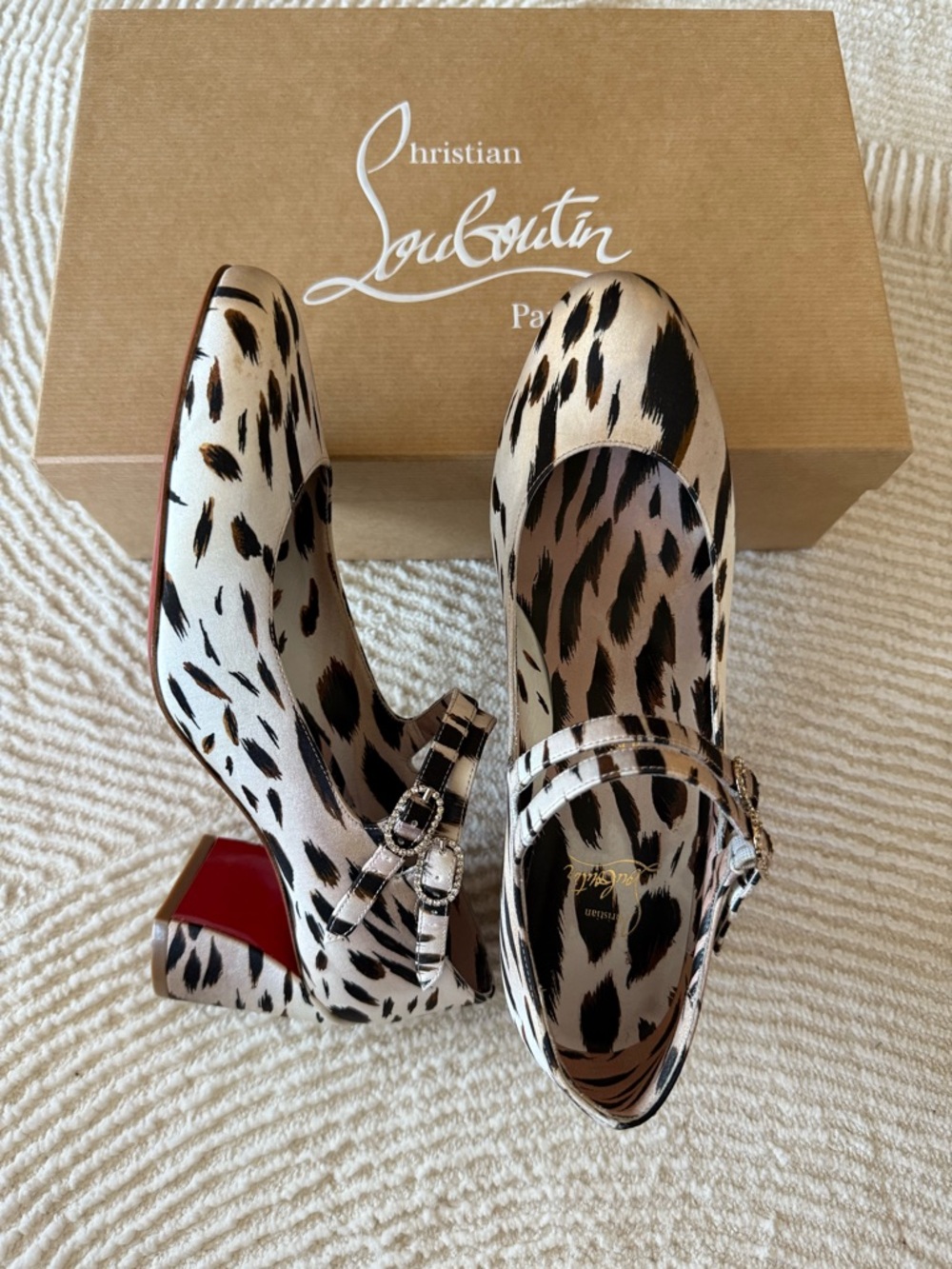 NEW Christian Louboutin Leopard Print Mary Jane Pumps